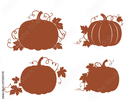 Autumnal Pumpkin Collection: This collection showcases a range of brown pumpkin designs with decorative details like leaves, capturing the essence of the fall season. 