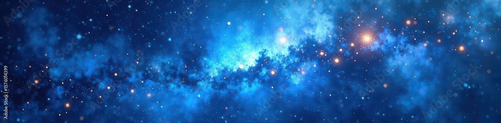 Naklejka premium Multi-layered dark blue watercolor wash, sparkling nebula , navy blue, nebula