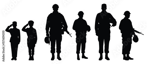 Shadows of Duty: Silhouetted figures of soldiers stand as a testament to honor and sacrifice. This image embodies the essence of bravery and resilience.