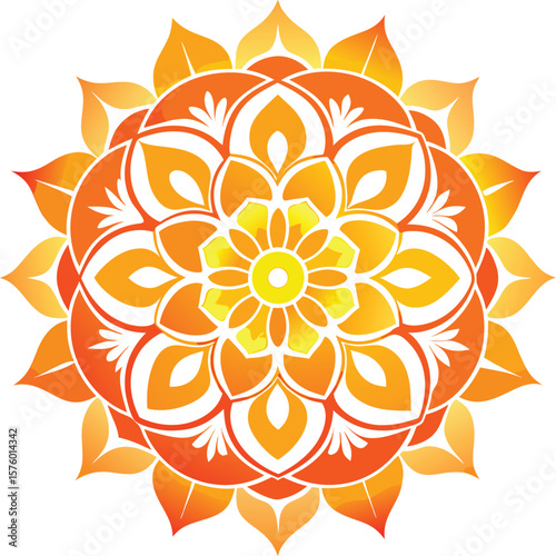 Adobe Illustrator Artwork Circle mandala with vibrant, vintage colors. Colorful card, wallpaper. Relax and meditation poster.