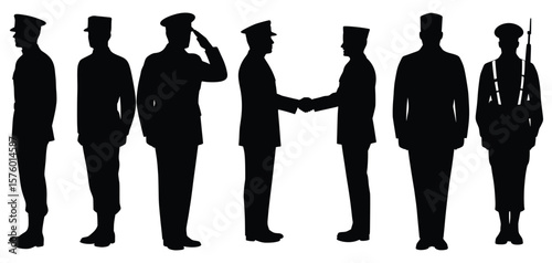 Soldier Silhouette: A series of silhouetted military figures in various poses, showcasing the essence of honor, duty, and camaraderie.