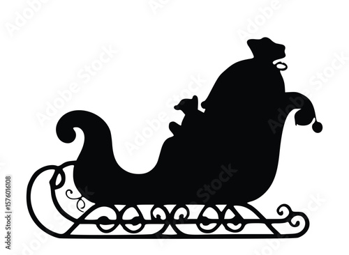 Santa's sleigh Silhouette: A festive silhouette of Santa's sleigh, laden with gifts and ready for Christmas Eve. A timeless image of joy and anticipation.