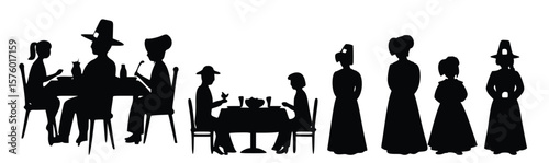 Silhouettes of Gathering: Capturing an intimate scene of togetherness, the silhouette depicts a group of figures engaged in communal dining, echoing traditions and shared experiences.