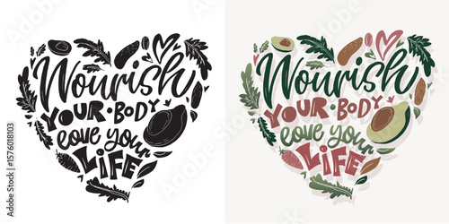 Trendy hand drawn doodle lettering quote about healthy food. Lettering for t-shirt design, mug print, bag print, clothes fashion. 100% hand drawn vector image.
