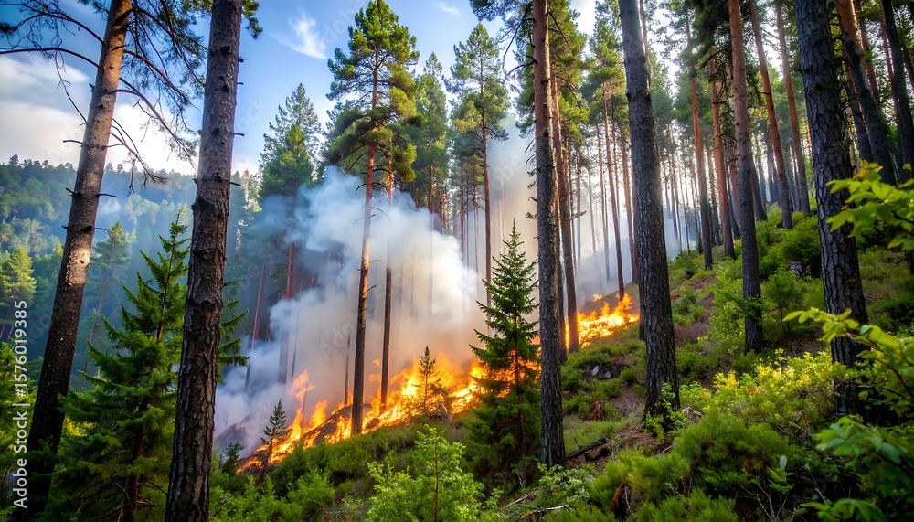 Obraz premium Forest fire scene