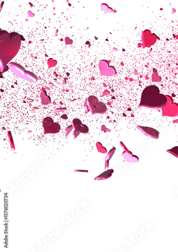 realistic isolated heart confetti on the transparent background for decoration and covering.
