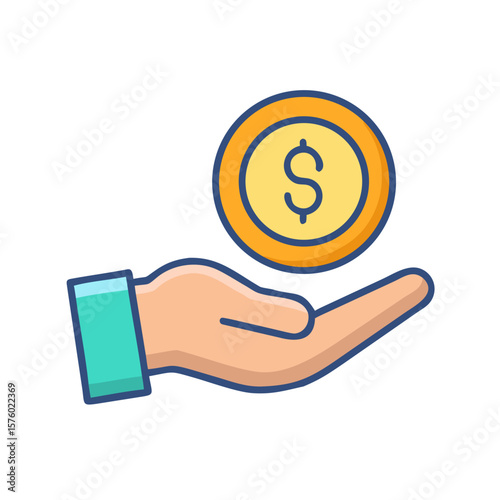 Colored vector icon of a bank card, symbolizing banking, finance, and business transactions. Isolated on a white background