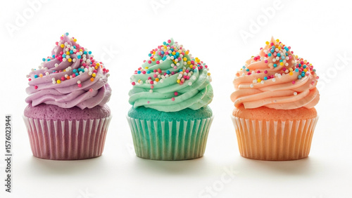 Colorful Cupcakes with Sprinkles – White Background