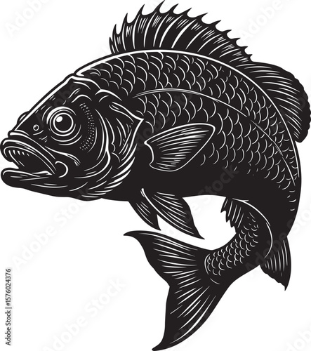 Bass fish vector illustration for fishing or seafood design