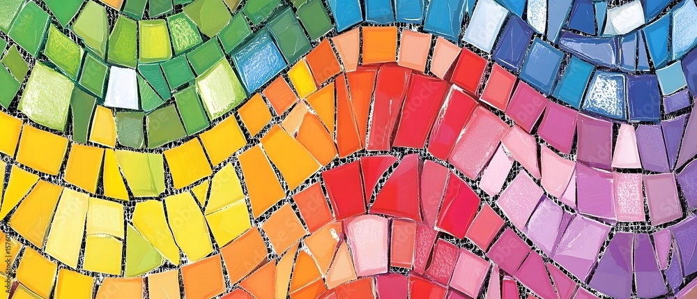 Obraz premium Vibrant Rainbow Mosaic Tile Pattern Background