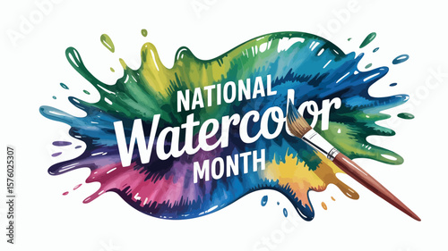 National Watercolor Month Brush Splash Poster