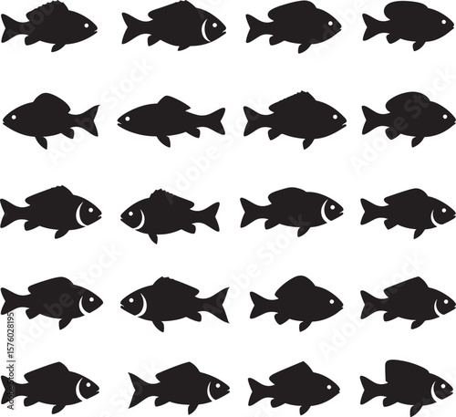 Fish Silhouettes Pattern Aquaculture Background Vector Art
