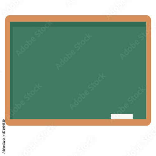 Vertical rectangular green chalkboard with wooden frame and white chalk, perfect for education, presentation, decoration, and classroom design projects.