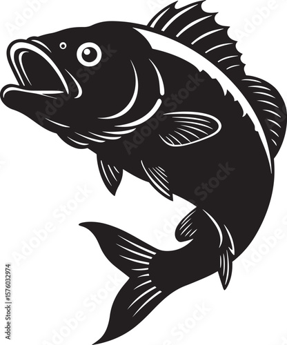 These images depict various stylized fish illustrations for fishing and seafood themes