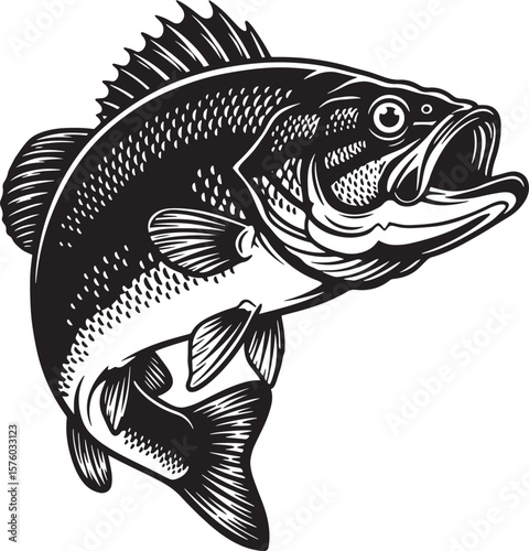 This collection features jumping bass and various fish silhouettes for fishing and seafood themes
