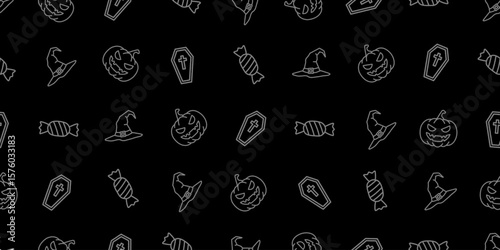 ハロウィンアイコンのシームレスパターン・背景素材
Seamless Pattern of Halloween Icons Background Design