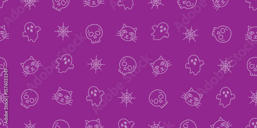 ハロウィンアイコンのシームレスパターン・背景素材
Seamless Pattern of Halloween Icons Background Design