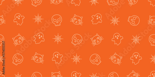 ハロウィンアイコンのシームレスパターン・背景素材
Seamless Pattern of Halloween Icons Background Design