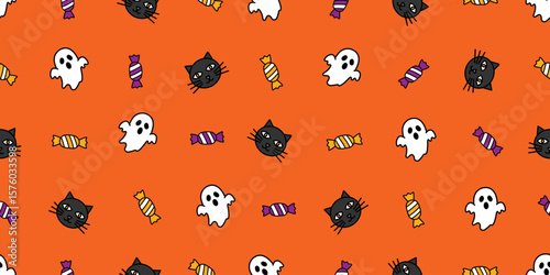ハロウィンアイコンのシームレスパターン・背景素材
Seamless Pattern of Halloween Icons Background Design