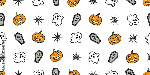 ハロウィンアイコンのシームレスパターン・背景素材
Seamless Pattern of Halloween Icons Background Design
