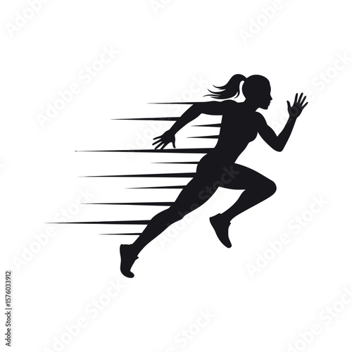 Fast Running Woman Silhouette Speed Sport Athlete Fitness Motion Graphic