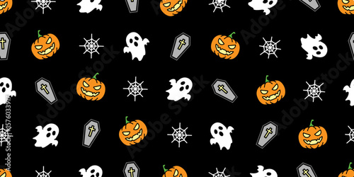 ハロウィンアイコンのシームレスパターン・背景素材
Seamless Pattern of Halloween Icons Background Design