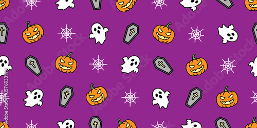 ハロウィンアイコンのシームレスパターン・背景素材
Seamless Pattern of Halloween Icons Background Design