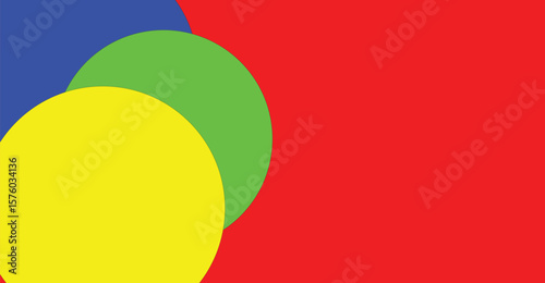 Overlapping circles in vibrant primary and secondary colors create a simple, colorful abstract design.