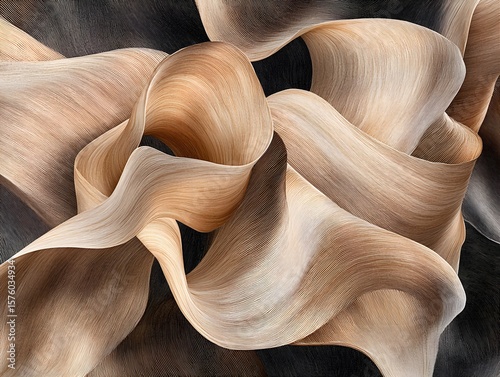 Abstract Beige Brown Wooden Swirls Organic Flowing Texture Background