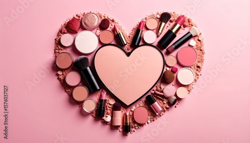 Heart-shaped makeup arrangement