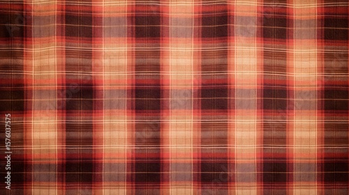 A close-up view of a patterned fabric with a repeating plaid design.