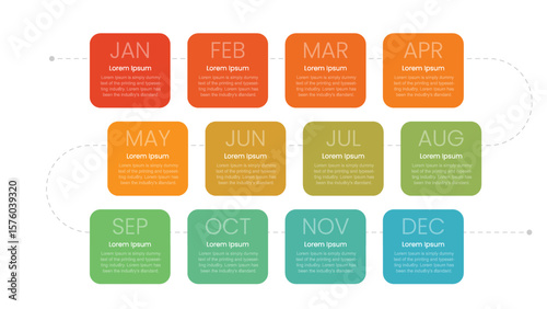 Business step timeline infographic template. Modern milestone element timeline diagram calendar, vector infographics. Monthly calender infographics for presentation.