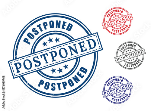 Rescheduled Announcement Stamp Pack, Grunge Rubber Vector Labels  