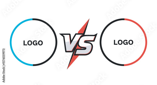 A stylized "VS" logo design template featuring two circular placeholders for logos, ready for branding or competition graphics.