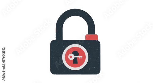 Padlock illustration with a keyhole and key symbol.