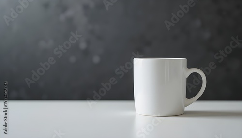 White coffee mug on a plain table