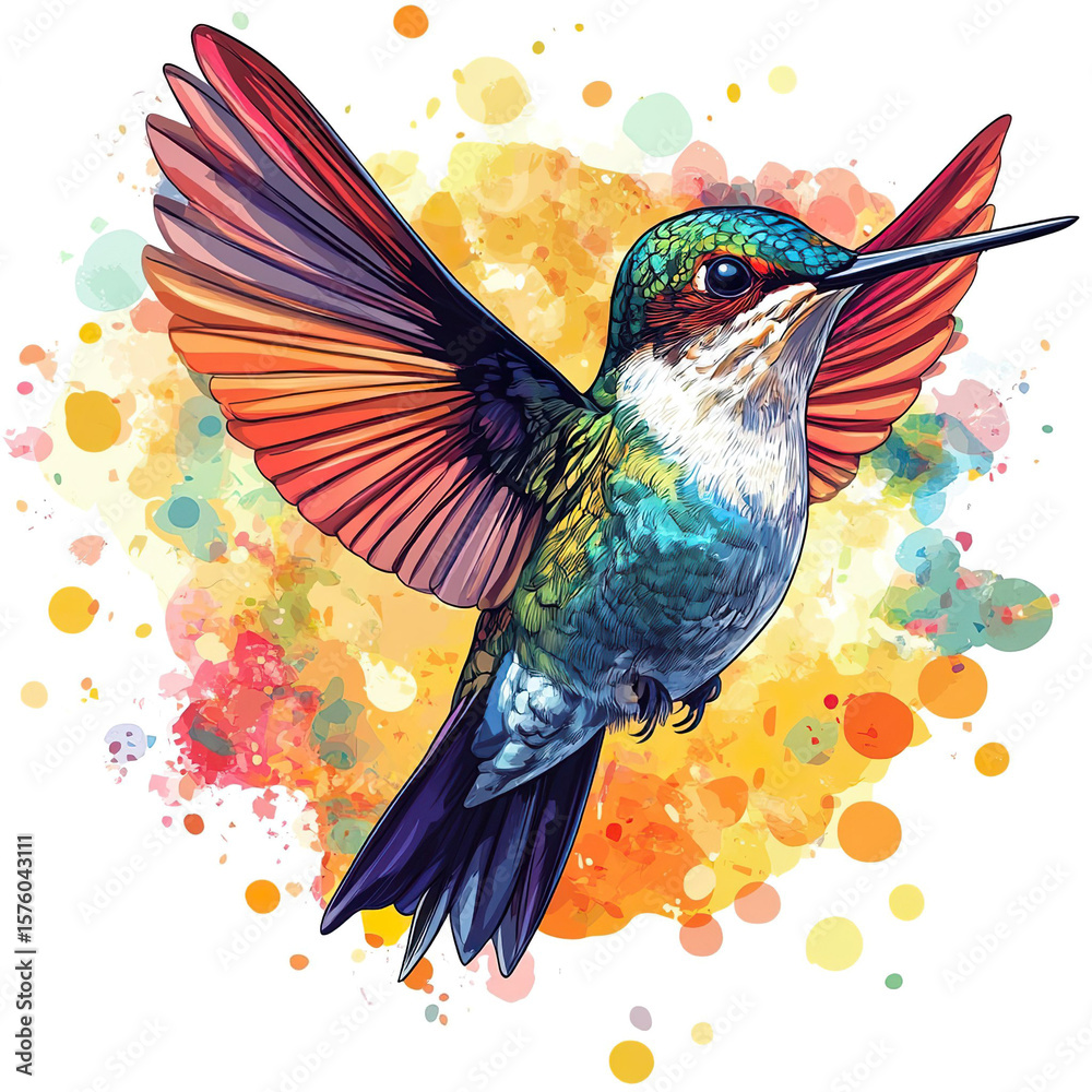 Obraz premium A hummingbird in graffiti style illustration isolated on a white background