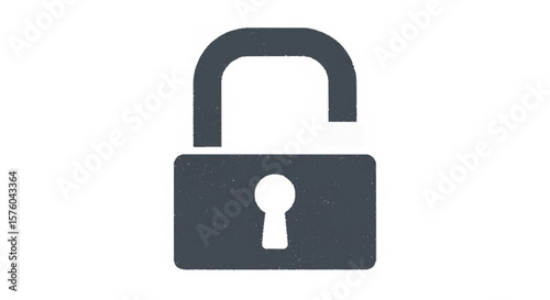A simple graphic illustration of an unlocked padlock, showing security and access.