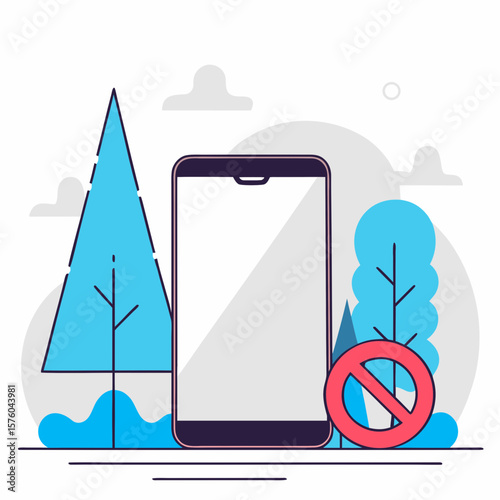 A smartphone with the recycle symbol, indicating a message about e-waste and environmental sustainability in a natural setting.