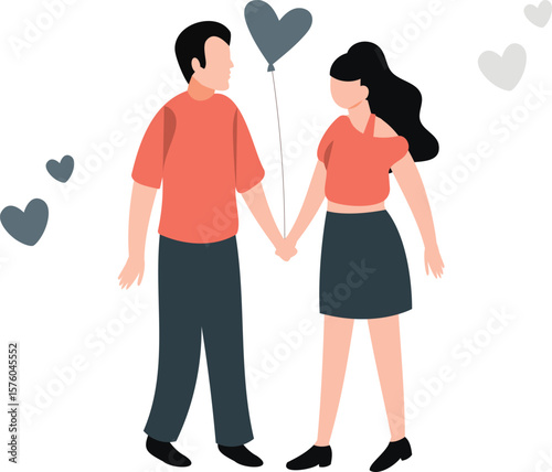A husband is giving a balloon to his wife.