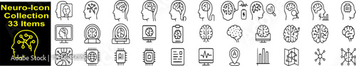 AI in Medicine. Neuro-Icon Collection – Vector Set of Brain and Neuroscience Icons