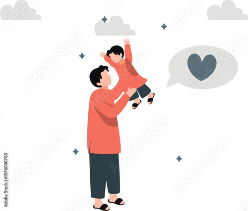 Father bounced his child.