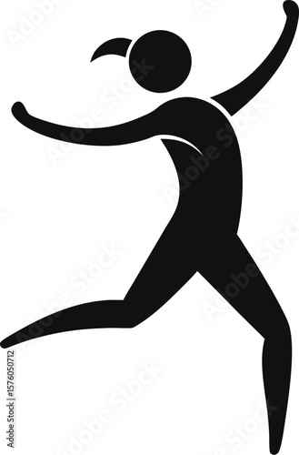Dancing Person Silhouette Icon with Arm Pointing Up