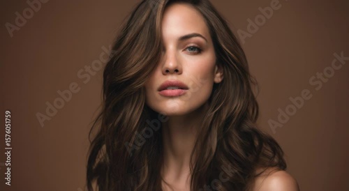 Brown hair woman looking to camera potrait
 