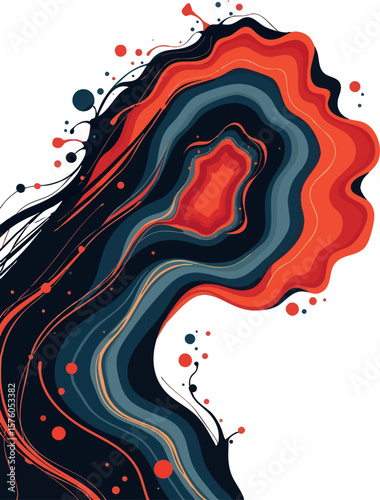 a woman ' s face with red, black and orange paint splashs on it