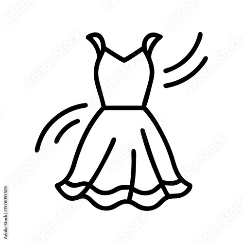 Fashionable dress fluttering in the wind  flat icon for apps and websites