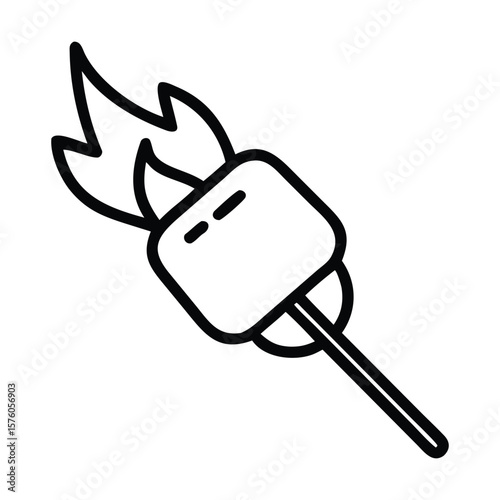 Marshmallow on stick coloring page