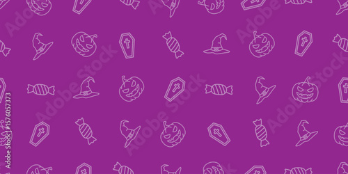ハロウィンアイコンのシームレスパターン・背景素材
Seamless Pattern of Halloween Icons Background Design