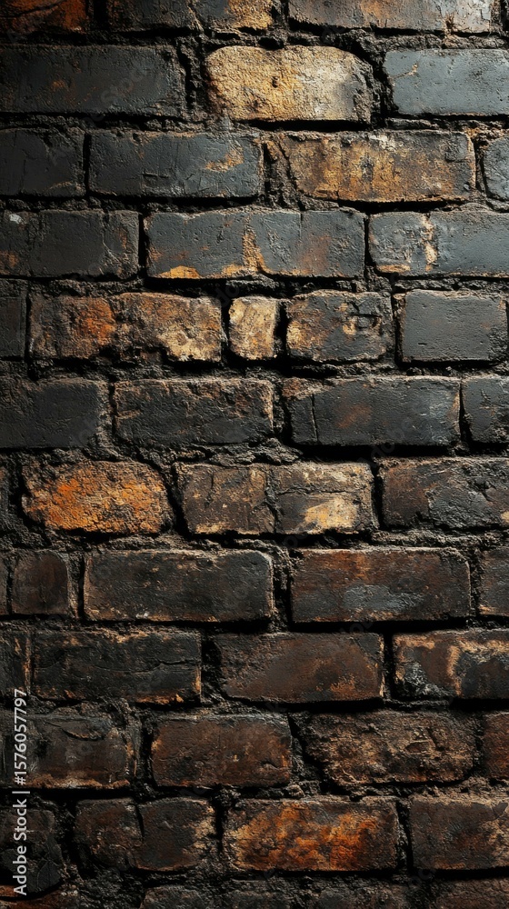 Obraz premium Brick Wall Texture Dark Brown with Weathered Look