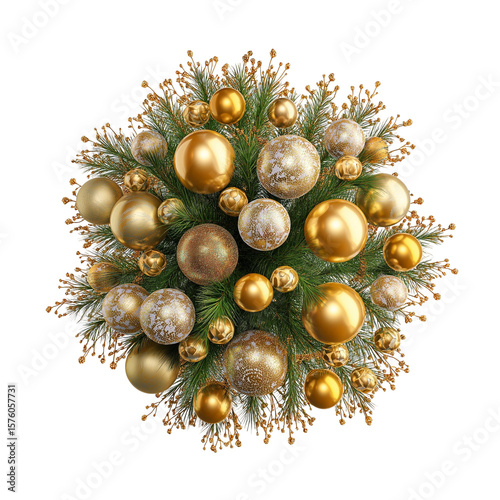 christmas for tree decore top view isolated on white or transparent png